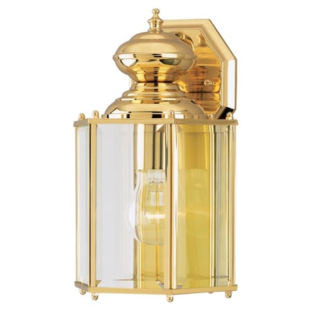 Westinghouse Fixture Wall Outdoor 100W Lantern Plshd Brs Stl Clear Beveled Glass Panels 6685300
